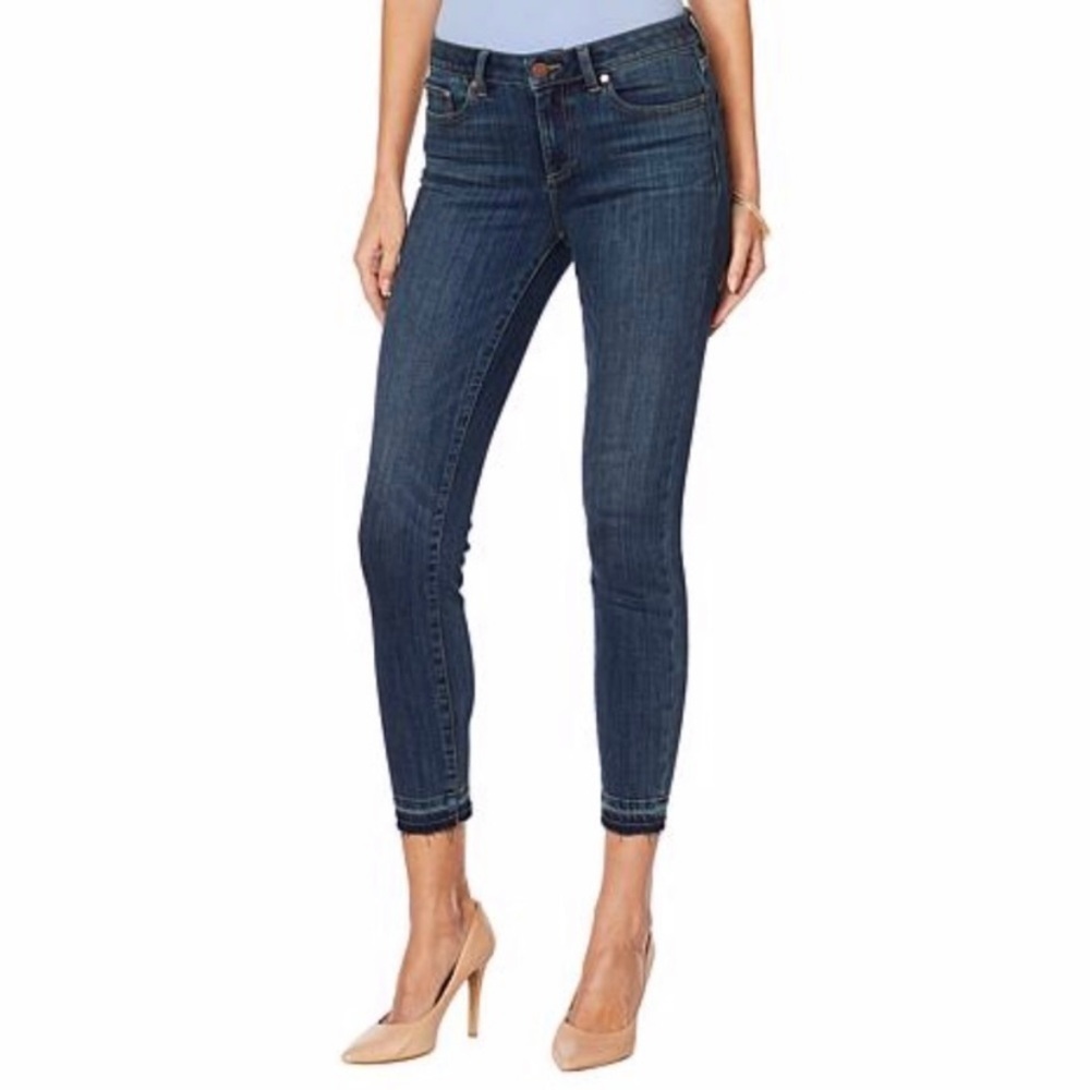 Vince Camuto 27/4 Skinny Jeans Mid Rise Release Fray Hem Womens Ankle Stretch